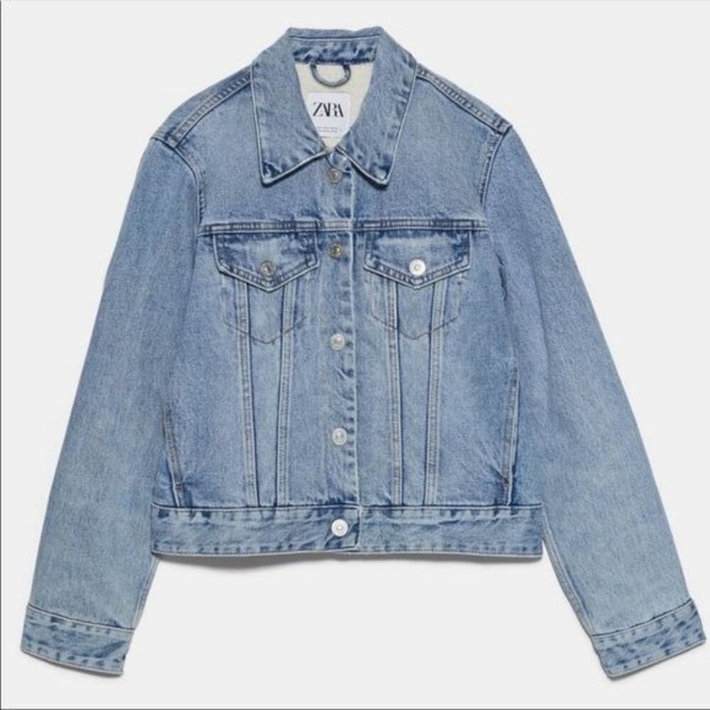 Zara Sherpa lined denim‎ women’s jacket size XL